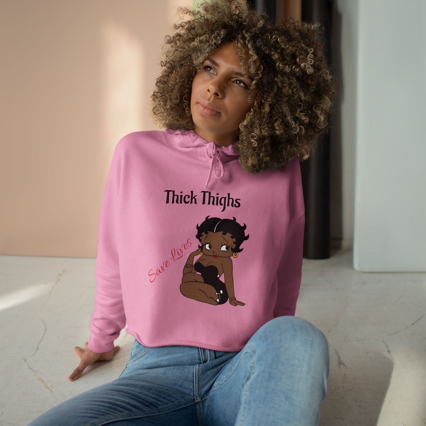 Crop Hoodie, Cute Graphic Hoodie, Trendy Sweatshirt, Casual Wear for Women, Gift for Her, Comfortable Lounge Apparel Thick Thighs Apparel