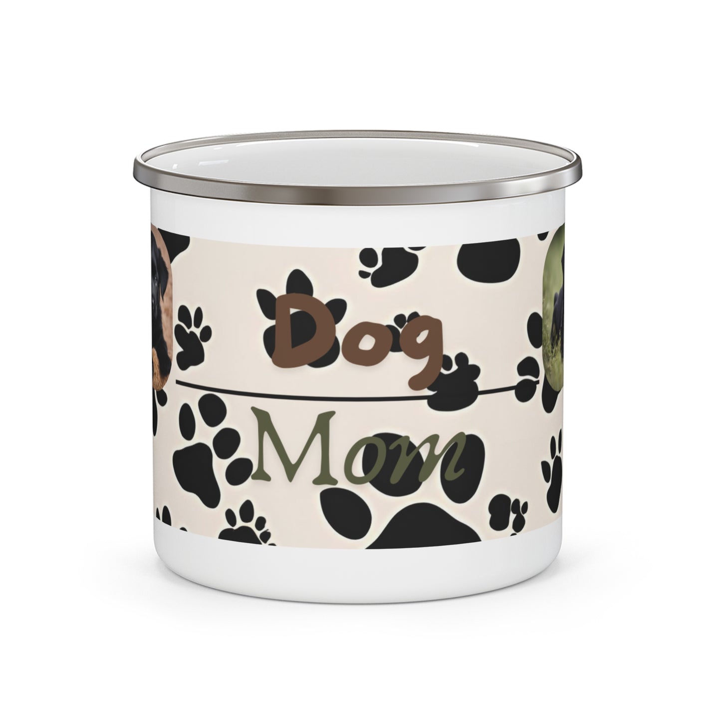 Dog Mom Enamel Camping Mug