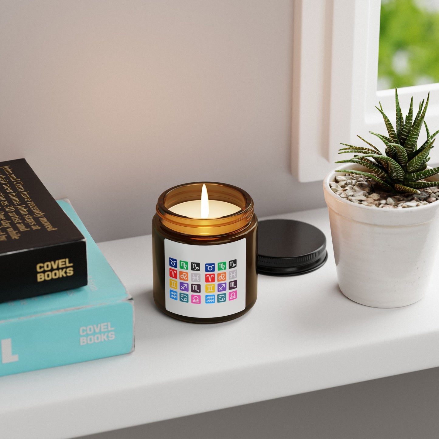 Scented Soy Candle, Astrology Candle for Home, Gift for Her, Soy Wax Candle, Horoscope Decor, Amber Jar Candle Zodiac Candle