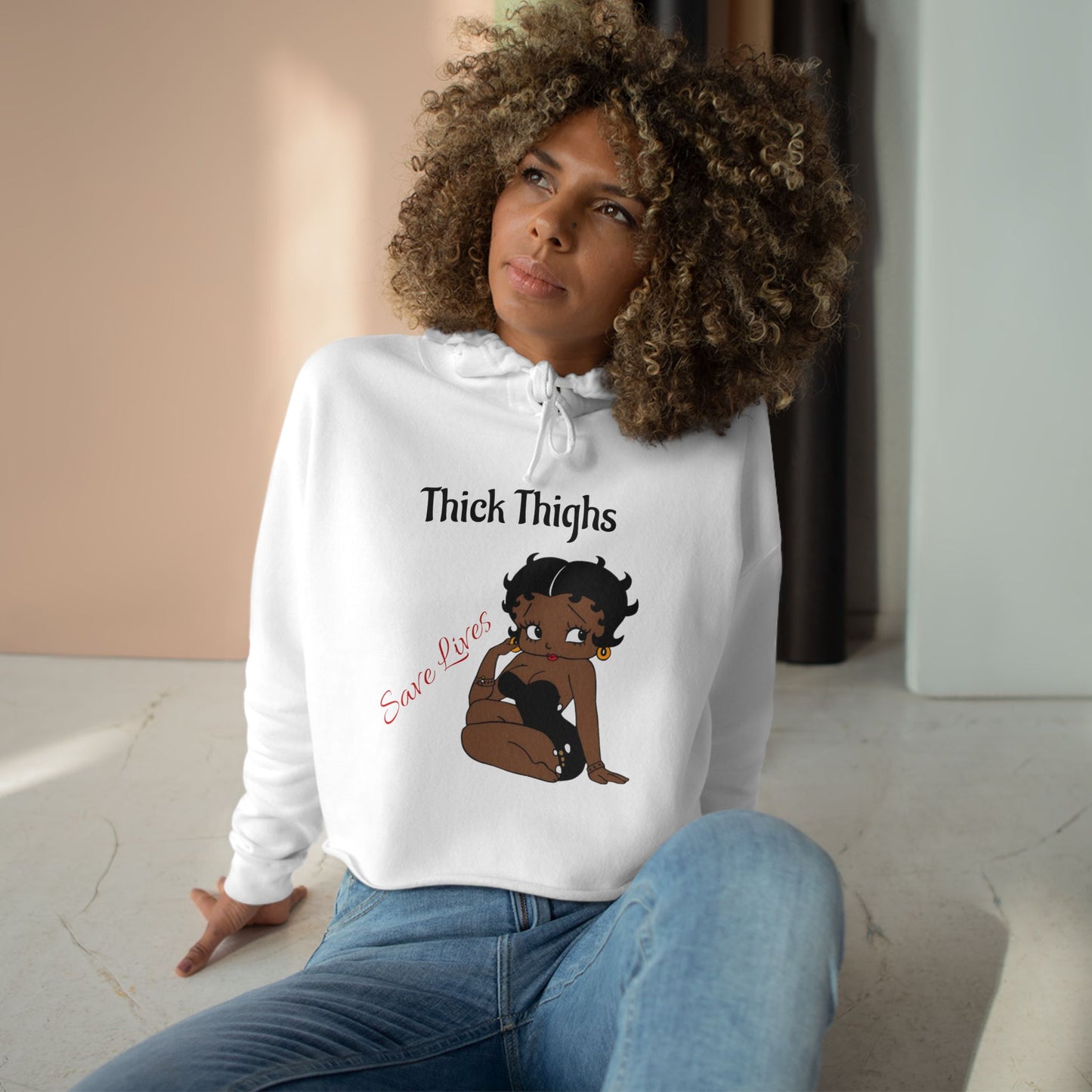 Crop Hoodie, Cute Graphic Hoodie, Trendy Sweatshirt, Casual Wear for Women, Gift for Her, Comfortable Lounge Apparel Thick Thighs Apparel