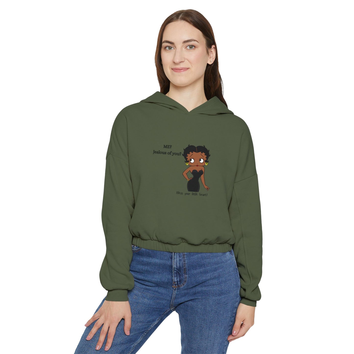 Women's Cinched Bottom Hoodie with Fun Graphic, Casual Fashion, Cozy Outfit, Unique Gift, Everyday Style, Fall Layering