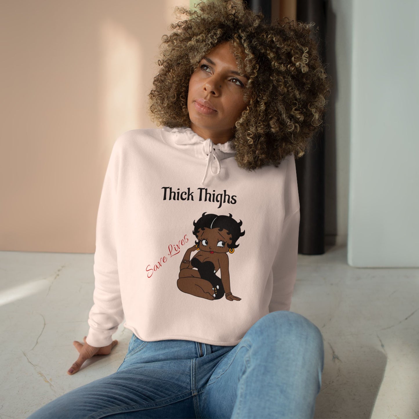 Crop Hoodie, Cute Graphic Hoodie, Trendy Sweatshirt, Casual Wear for Women, Gift for Her, Comfortable Lounge Apparel Thick Thighs Apparel
