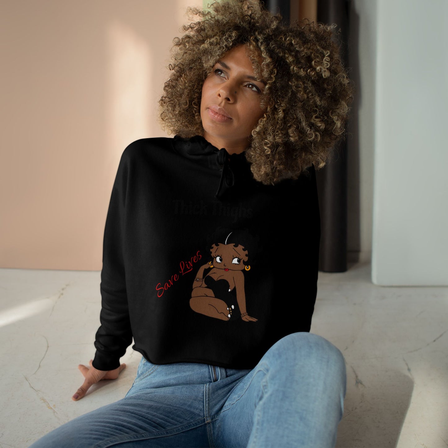Crop Hoodie, Cute Graphic Hoodie, Trendy Sweatshirt, Casual Wear for Women, Gift for Her, Comfortable Lounge Apparel Thick Thighs Apparel