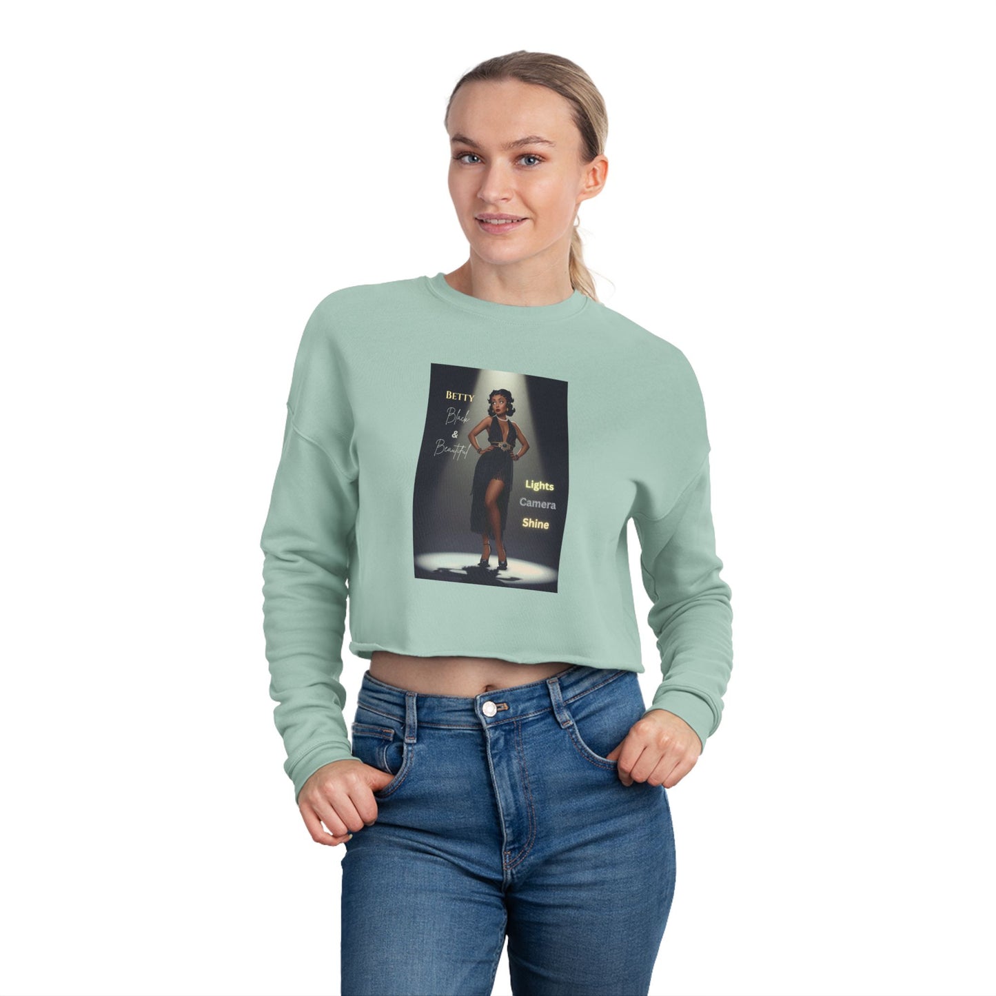 Chic Women's Cropped Sweatshirt Black Betty Boop, Trendy Winter Apparel, Perfect Gift for Her, Fashion Statement