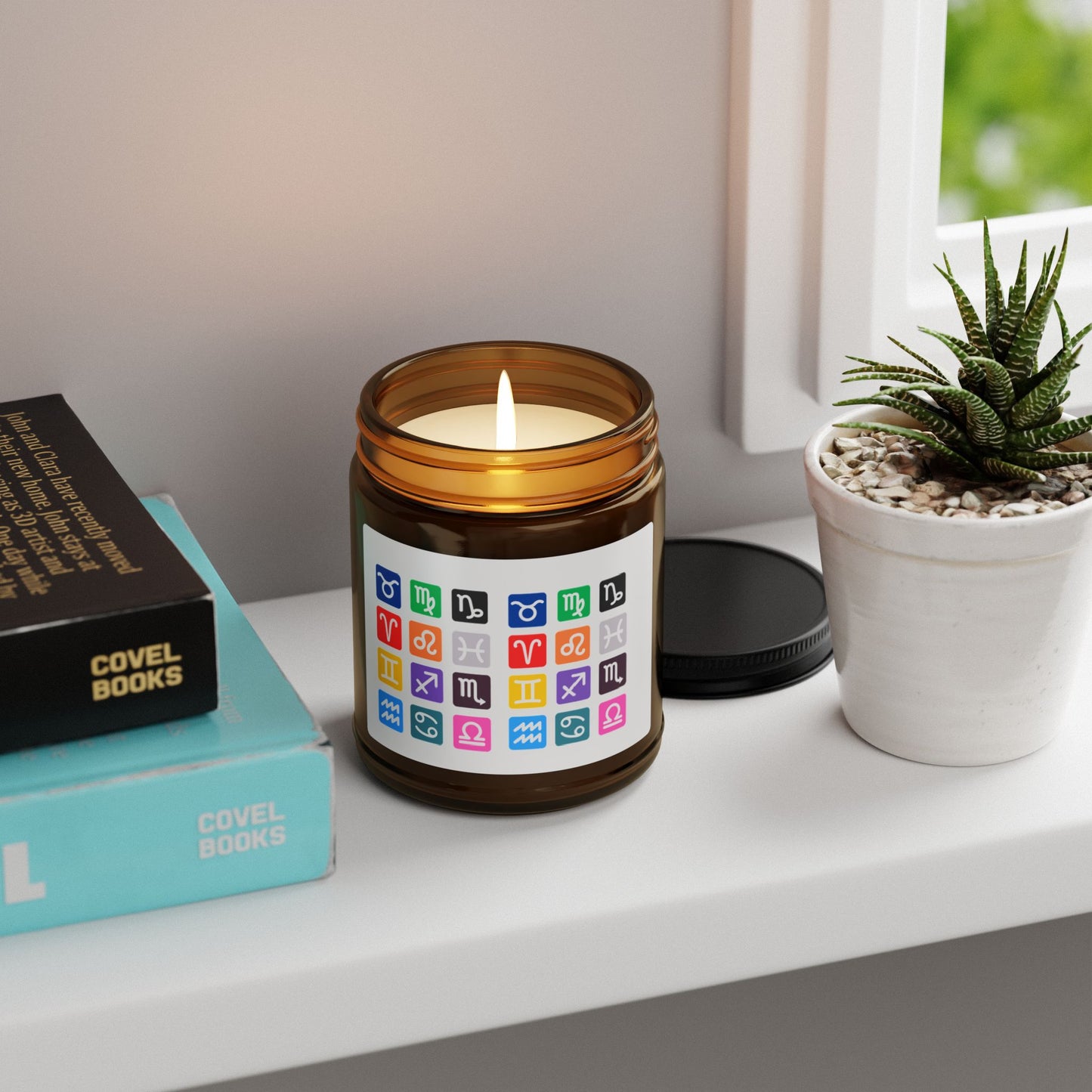 Scented Soy Candle, Astrology Candle for Home, Gift for Her, Soy Wax Candle, Horoscope Decor, Amber Jar Candle Zodiac Candle