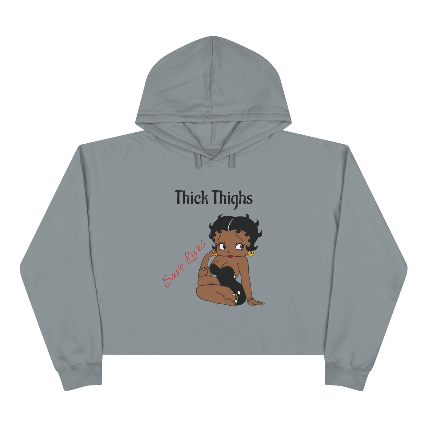 Crop Hoodie, Cute Graphic Hoodie, Trendy Sweatshirt, Casual Wear for Women, Gift for Her, Comfortable Lounge Apparel Thick Thighs Apparel