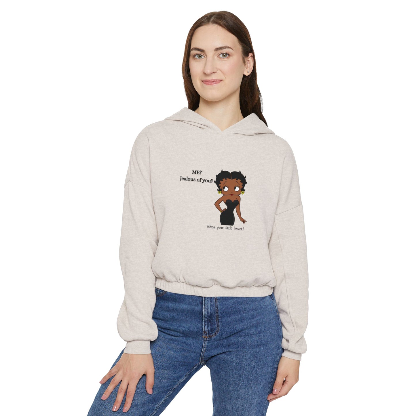 Women's Cinched Bottom Hoodie with Fun Graphic, Casual Fashion, Cozy Outfit, Unique Gift, Everyday Style, Fall Layering