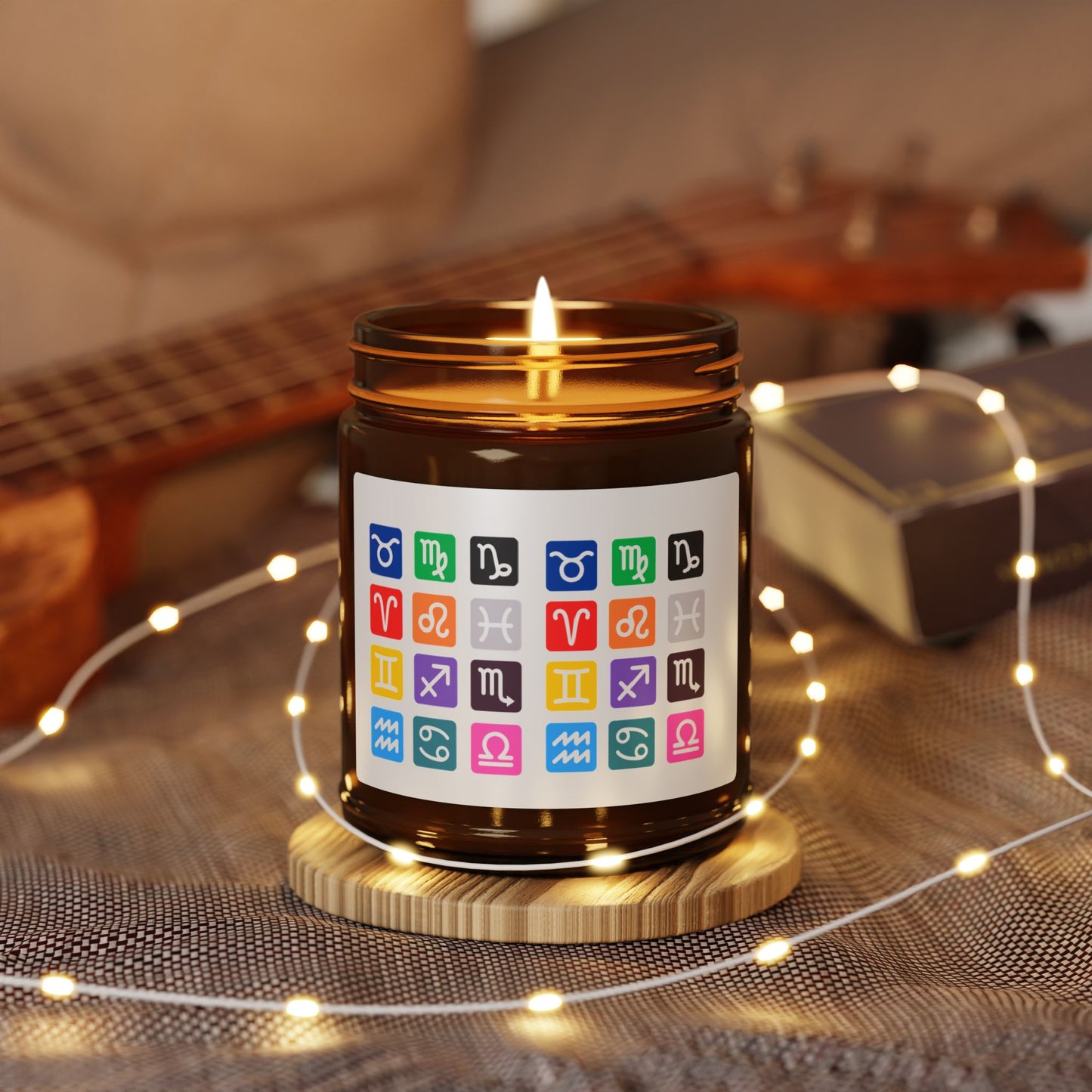 Scented Soy Candle, Astrology Candle for Home, Gift for Her, Soy Wax Candle, Horoscope Decor, Amber Jar Candle Zodiac Candle