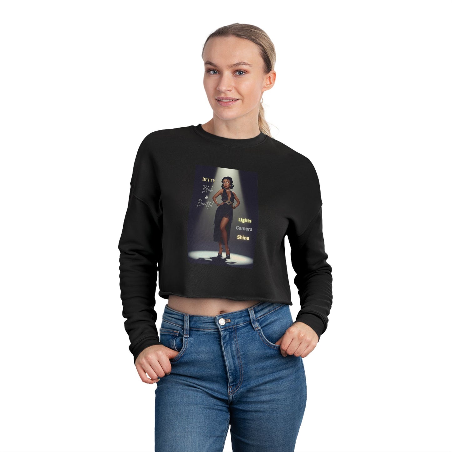Chic Women's Cropped Sweatshirt Black Betty Boop, Trendy Winter Apparel, Perfect Gift for Her, Fashion Statement