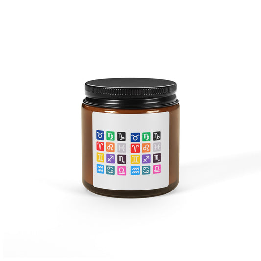 Scented Soy Candle, Astrology Candle for Home, Gift for Her, Soy Wax Candle, Horoscope Decor, Amber Jar Candle Zodiac Candle