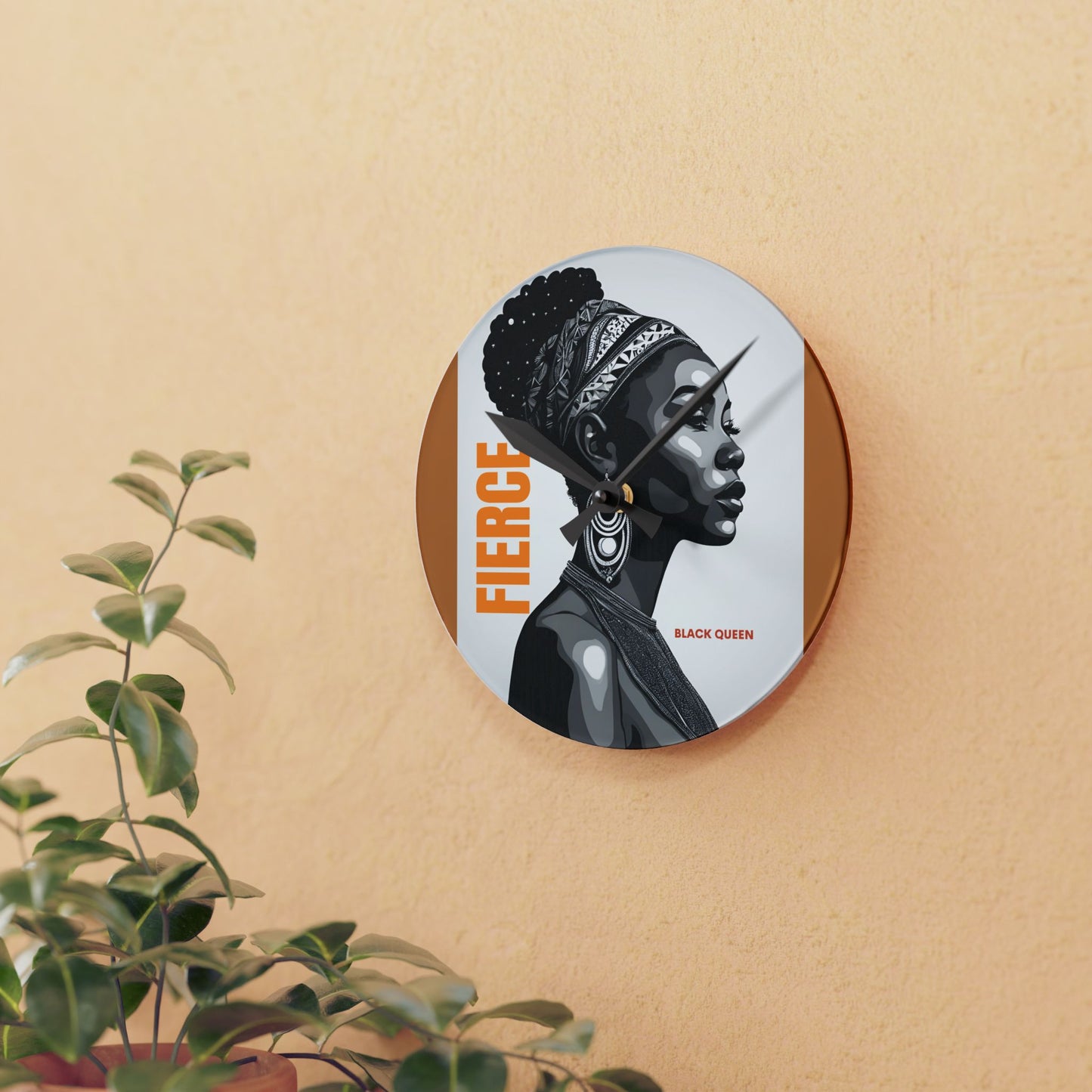 Fierce Black Queen Acrylic Wall Clock - Stylish Home Decor for Empowerment and Inspiration
