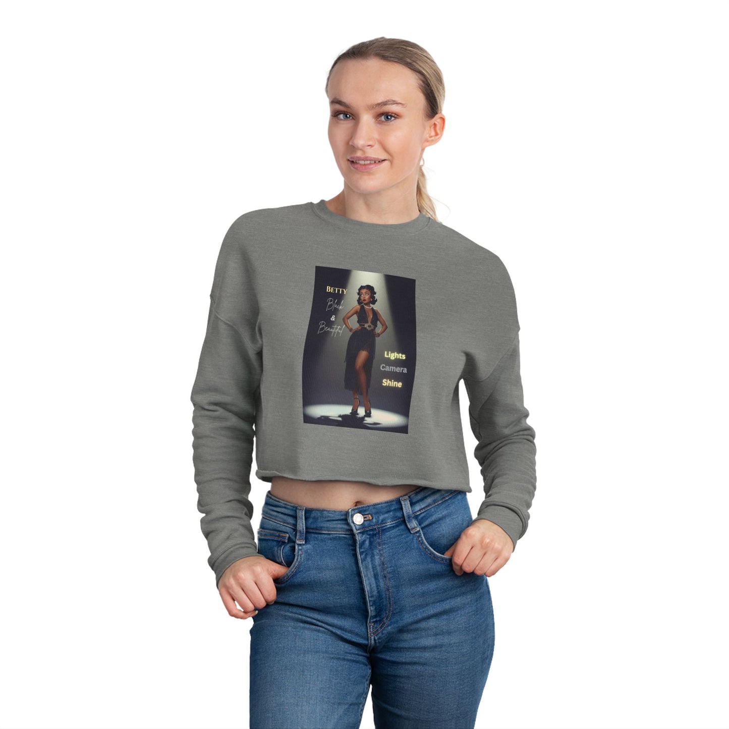 Chic Women's Cropped Sweatshirt Black Betty Boop, Trendy Winter Apparel, Perfect Gift for Her, Fashion Statement