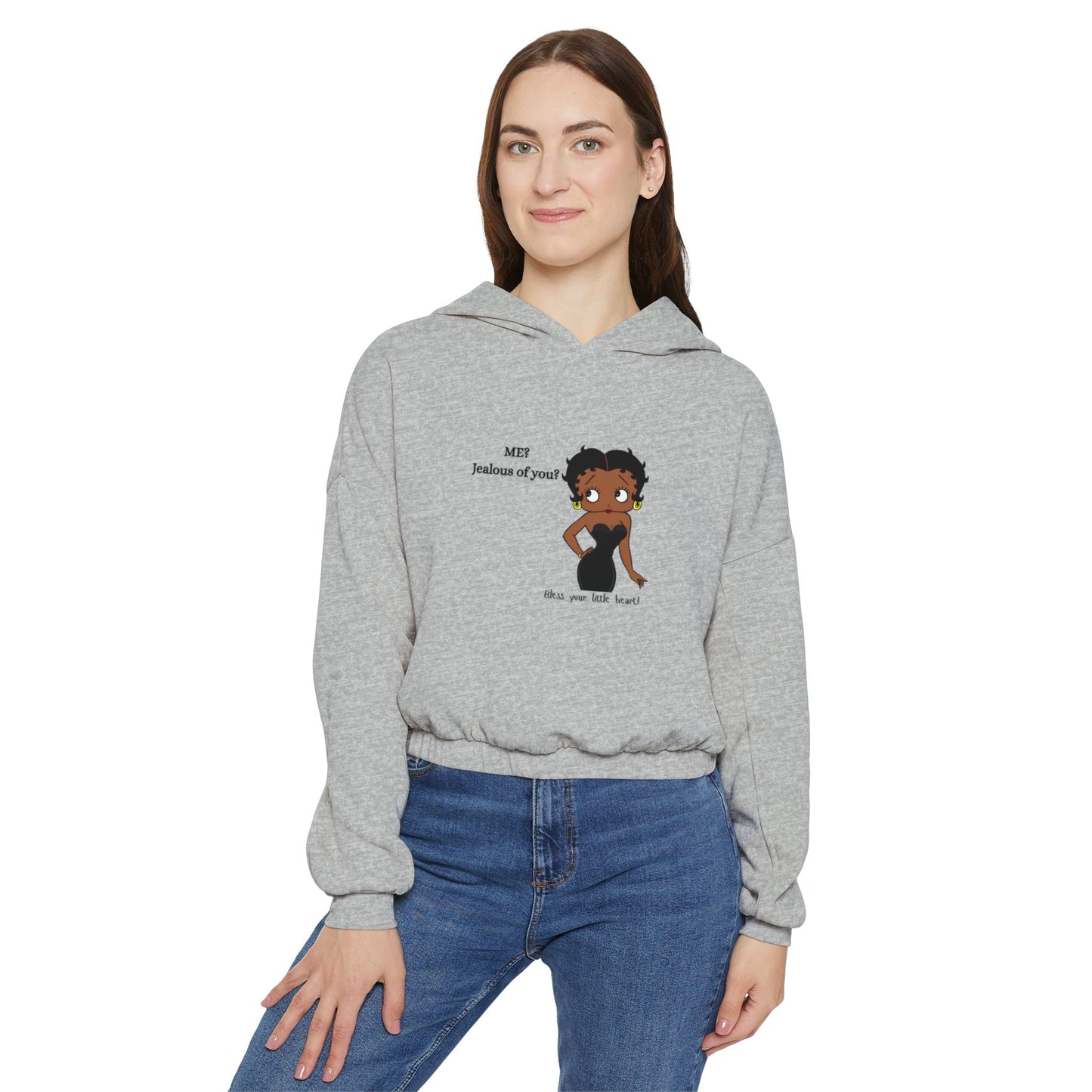 Women's Cinched Bottom Hoodie with Fun Graphic, Casual Fashion, Cozy Outfit, Unique Gift, Everyday Style, Fall Layering