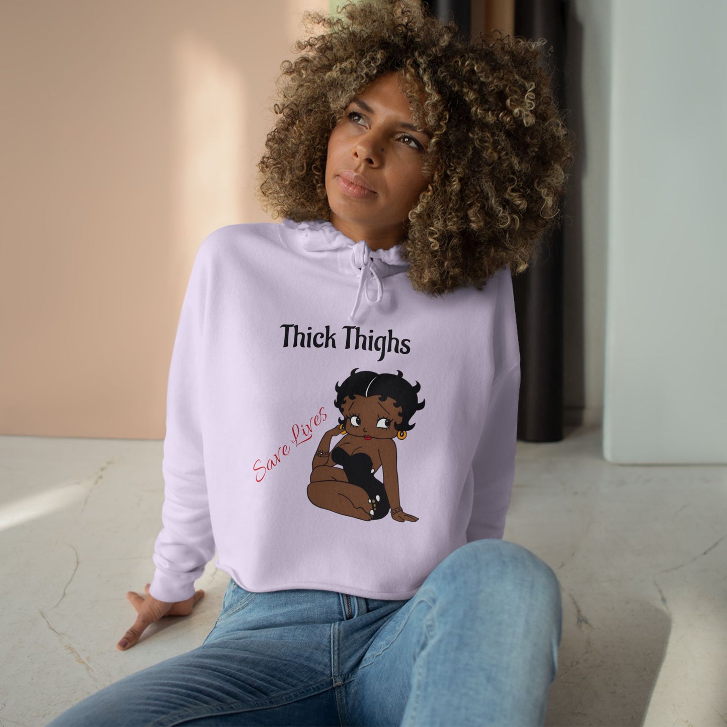 Crop Hoodie, Cute Graphic Hoodie, Trendy Sweatshirt, Casual Wear for Women, Gift for Her, Comfortable Lounge Apparel Thick Thighs Apparel