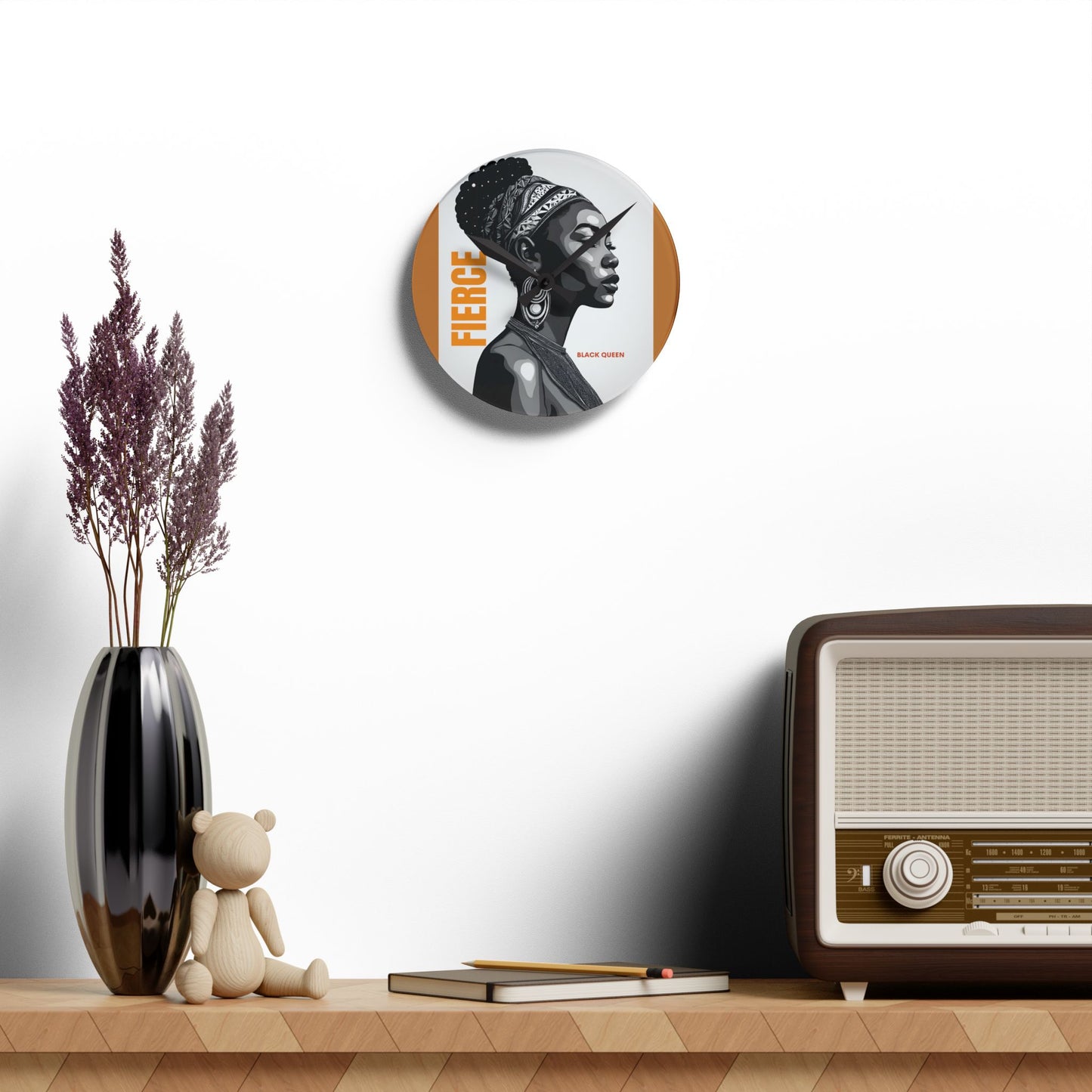 Fierce Black Queen Acrylic Wall Clock - Stylish Home Decor for Empowerment and Inspiration